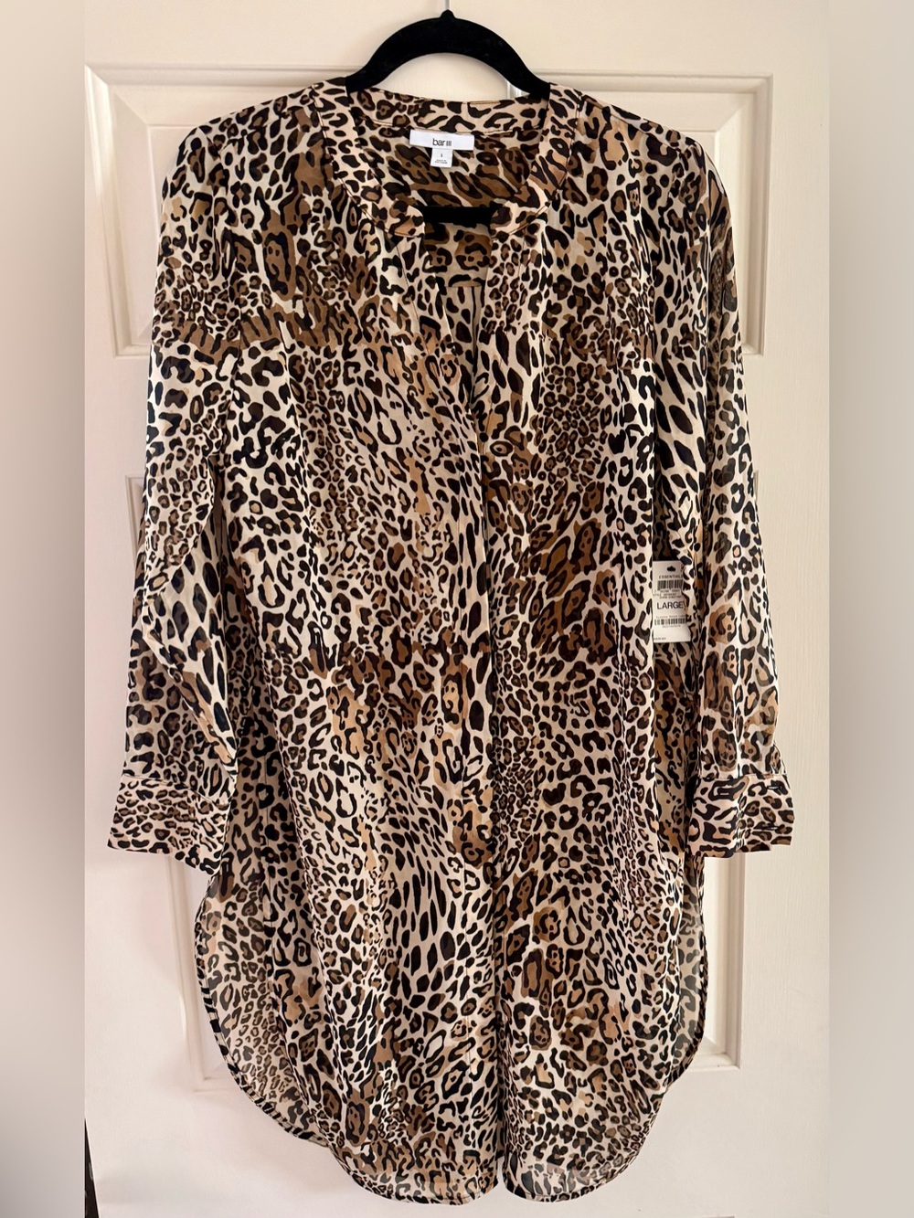 Bar III Leopard-Print Tunic Blouse in Brown and Black